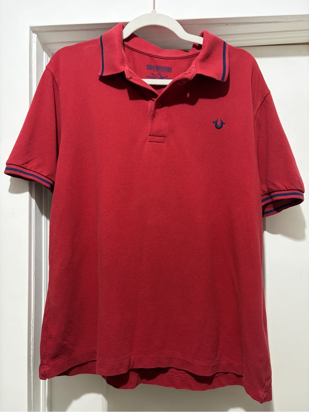 True Religion Men’s Red Polo with Navy Trim